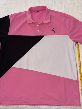 Men's Pink Colorblock Polo with Contrasting Panels